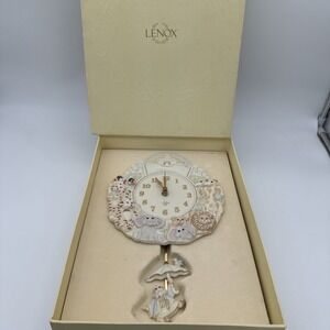 Lenox‎ Fine Porcelain Noah's Ark Nursery Pendulum Wall Clock 1999 NOS
